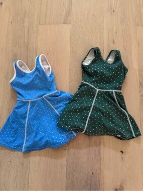 SweetHoney Polka Dot tennis Dress - Blue & Green